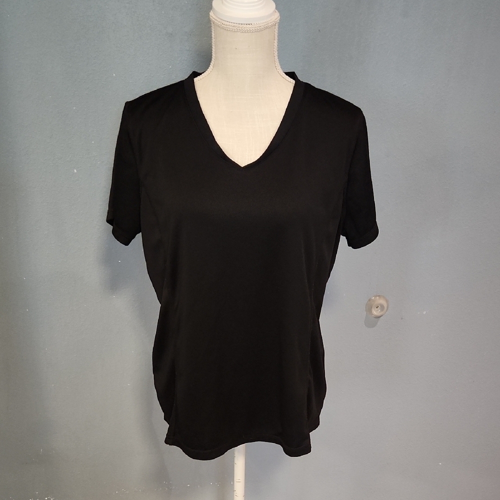 Life Vneck Black Relaxed Fit Athletic Exercise Tee Shirt